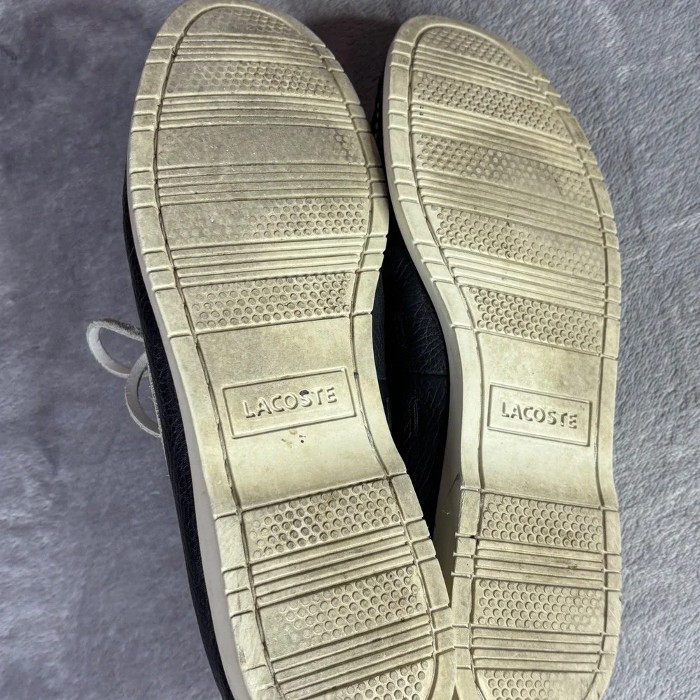 Lacoste Boat‎ Shoes Mens 11 Black Grey White Arlez SRM LTH Leather Deck Shoes
